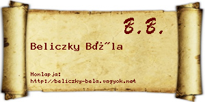 Beliczky Béla névjegykártya